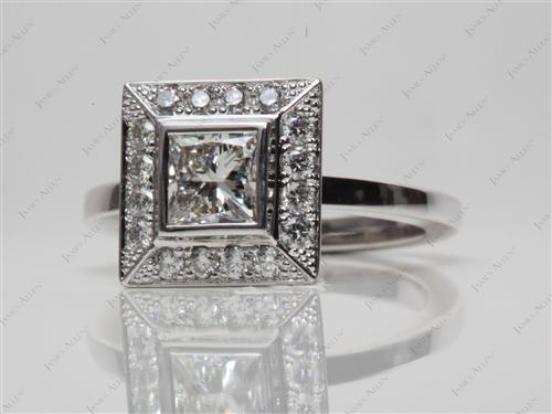 White Gold 0.77 Princess cut Diamond Tension Ring