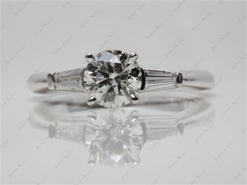 White Gold 0.90 Round cut Sidestone Engagement Ring