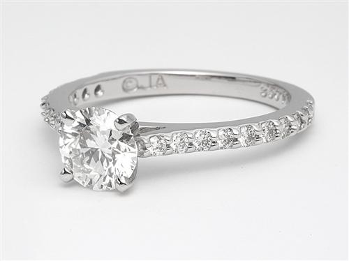 Platinum 0.90 Round cut Princess Cut Engagement Rings With Side Stones