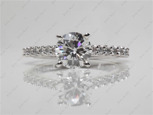 Platinum 1.00 Round cut Engagement Ring With Sidestones
