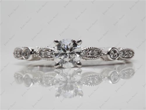 White Gold 0.50 Round cut Engagement Rings With Sidestones