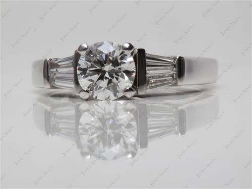 White Gold 0.91 Round cut Princess Cut Engagement Rings With Side Stones