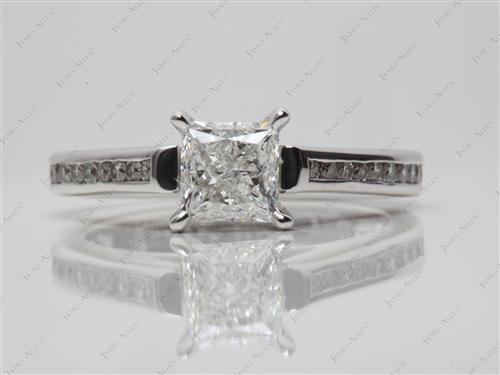 White Gold 0.90 Princess cut Channel Setting Engagement Rings