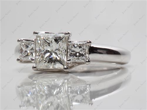 White Gold 1.30 Princess cut Three Stones Diamond Rings