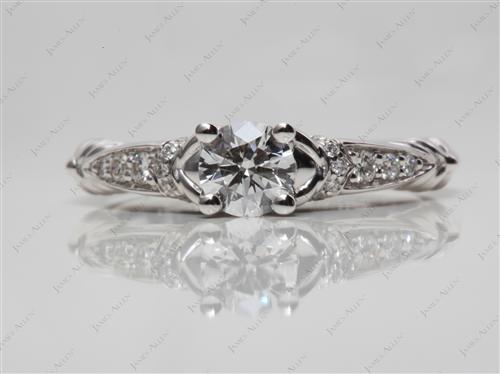 White Gold 0.50 Round cut Pave Setting Rings
