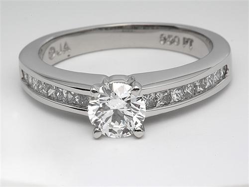 Platinum 0.77 Round cut Engagement Rings With Side Stones