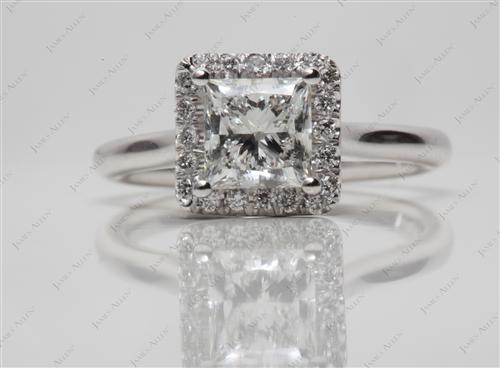 Platinum 1.01 Princess cut Pave Diamond Engagement Rings