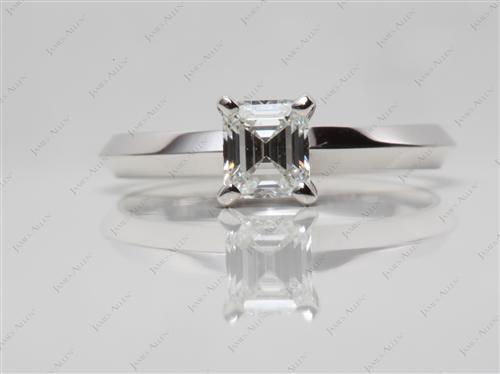White Gold 0.70 Emerald cut Solitaire Diamond Rings