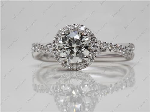 White Gold 0.70 Round cut Pave Ring Set
