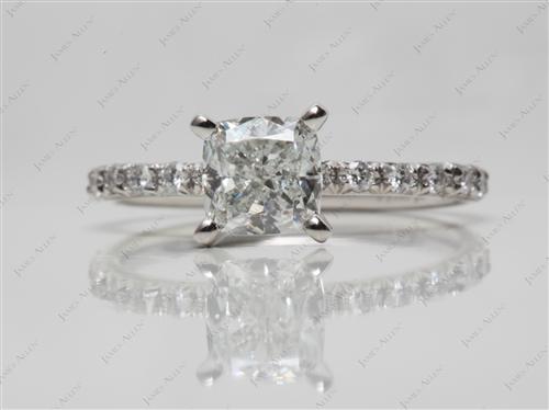 Platinum 1.32 Cushion cut Micro Pave Engagement Rings