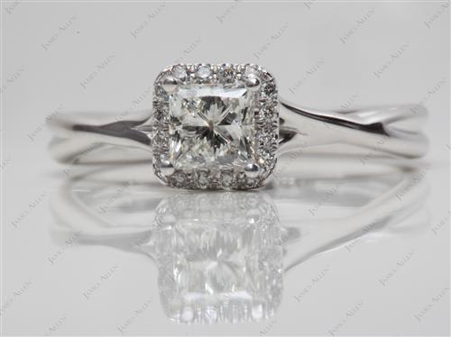 White Gold 0.64 Princess cut Pave Diamond Engagement Rings