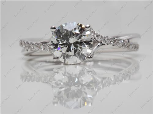 White Gold 1.20 Round cut Pave Ring Setting