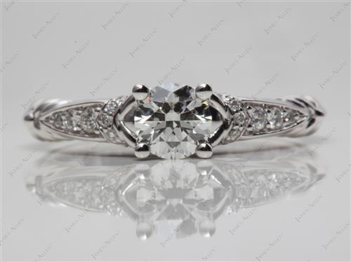 White Gold 0.61 Round cut Pave Diamond Engagement Rings