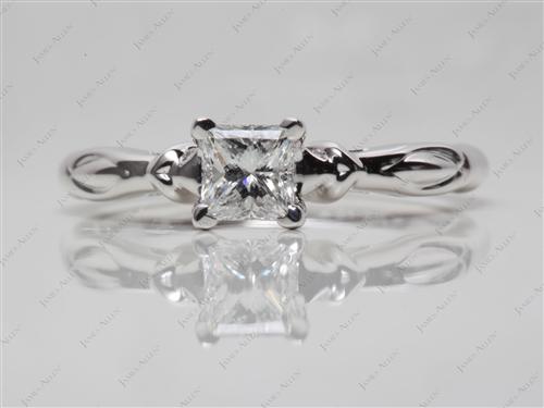 White Gold 0.56 Princess cut Engagement Rings