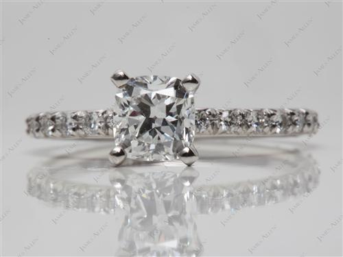 Platinum 1.02 Cushion cut Pave Ring