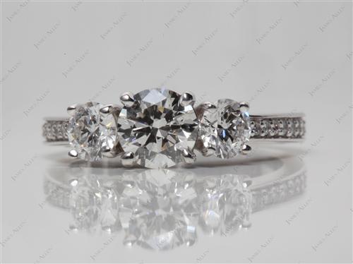 White Gold 0.80 Round cut Three Stones Diamonds Rings
