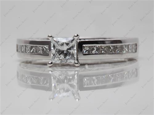 Platinum 0.50 Princess cut Channel Rings