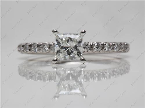Platinum 0.75 Princess cut Micro Pave Ring