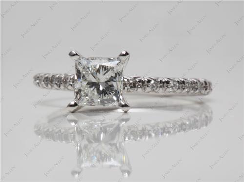 White Gold 0.75 Princess cut Pave Rings