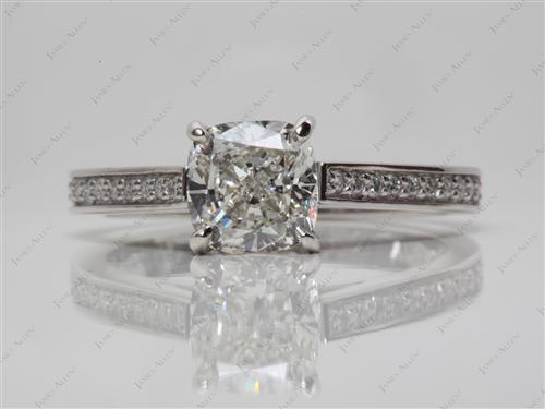 Platinum 1.81 Cushion cut Pave Diamond Engagement Ring
