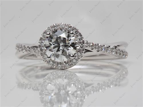 White Gold 0.74 Round cut Micro Pave Ring