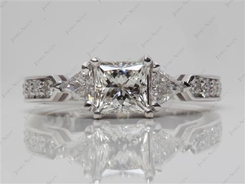 White Gold 0.72 Princess cut Three Stones Ring