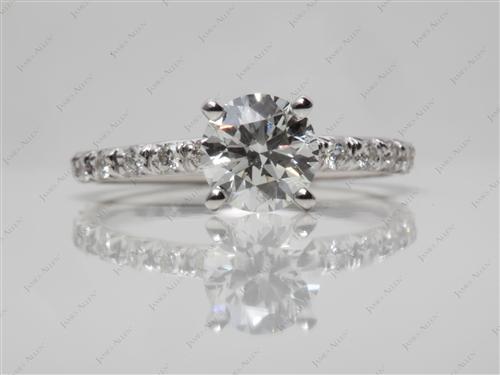 White Gold 1.00 Round cut Diamond Pave Rings