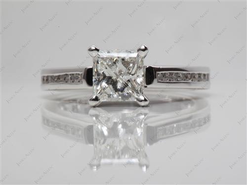 White Gold 1.01 Princess cut Channel Cut Ring