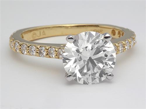 Gold 1.76 Round cut Diamond Ring With Side Stones