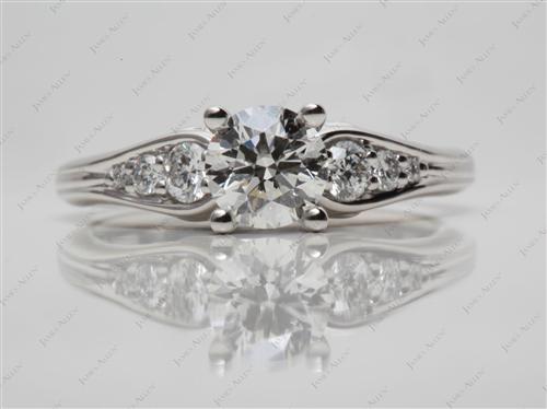 Platinum 0.90 Round cut Side Stone Engagement Ring