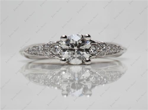 Platinum 0.66 Round cut Pave Ring Settings