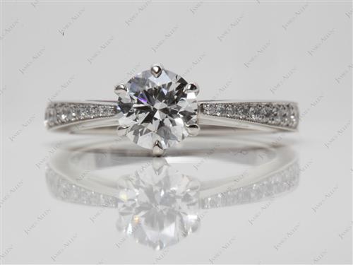 Platinum 0.76 Round cut Pave Engagement Ring