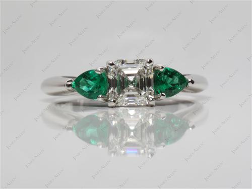 Platinum 1.02 Asscher cut Emerald Cut Diamond Engagement Rings