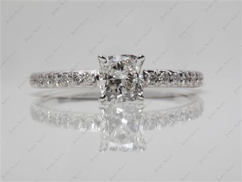 White Gold 0.60 Cushion cut Pave Ring Set