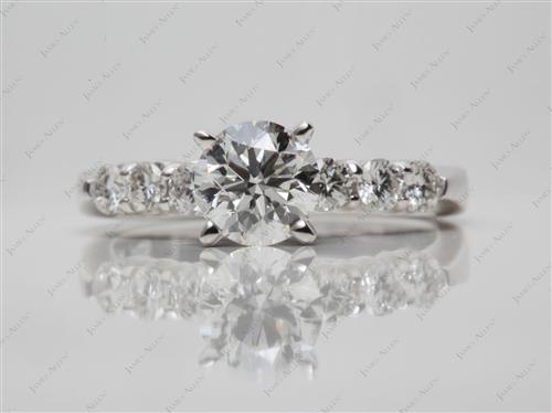 White Gold 1.00 Round cut Princess Cut Engagement Rings With Side Stones