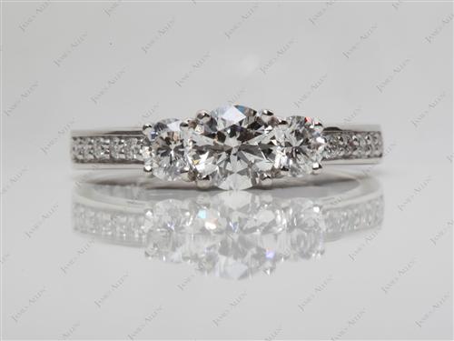 Platinum 0.71 Round cut Three Stones Ring