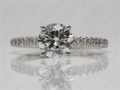 Platinum 1.04 Round cut Pave Engagement Ring