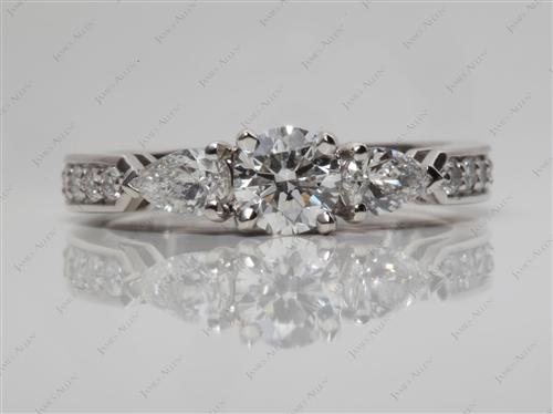 Platinum 0.50 Round cut Three Stones