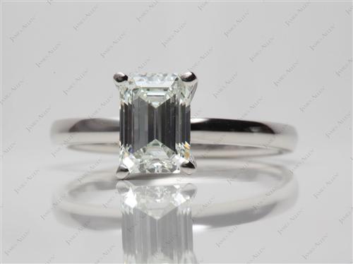 Platinum 1.50 Emerald cut Solitaire Ring Mountings