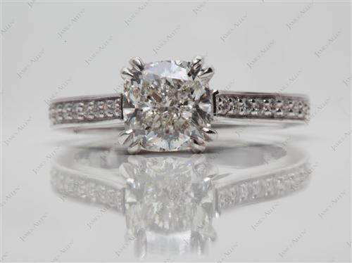 White Gold 1.50 Cushion cut Micro Pave Ring