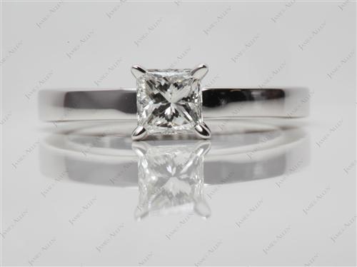 White Gold 0.59 Princess cut Solitaire Diamond Rings