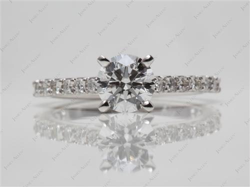 White Gold 0.75 Round cut Engagement Ring Side Stones