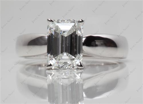 White Gold 1.71 Emerald cut Solitaire Diamond Ring