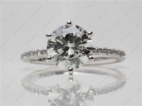 Platinum 1.83 Round cut Pave Diamond Engagement Rings