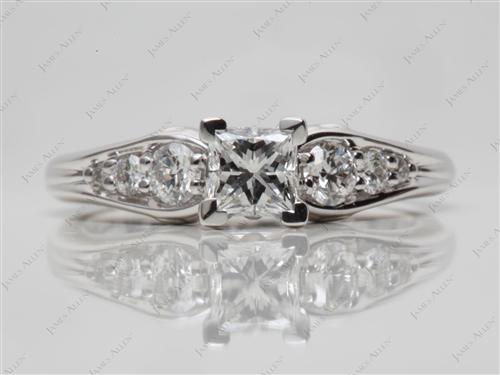 White Gold 0.51 Princess cut Princess Cut Engagement Rings With Side Stones
