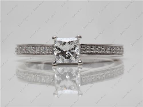 White Gold 0.56 Princess cut Pave Engagement Rings