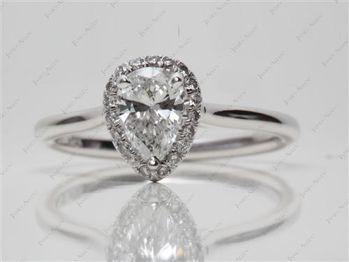 White Gold 0.61 Pear shaped Pave Diamond Engagement Ring