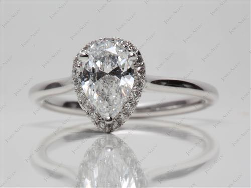White Gold 1.01 Pear shaped Pave Ring Mountings