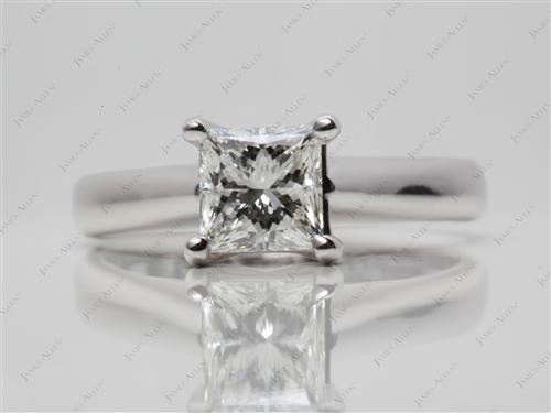 White Gold 1.23 Princess cut Diamond Engagement Solitaire Rings