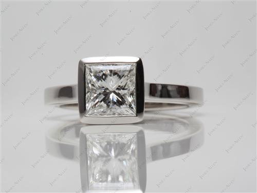 Platinum 1.52 Princess cut Solitaire Engagement Ring